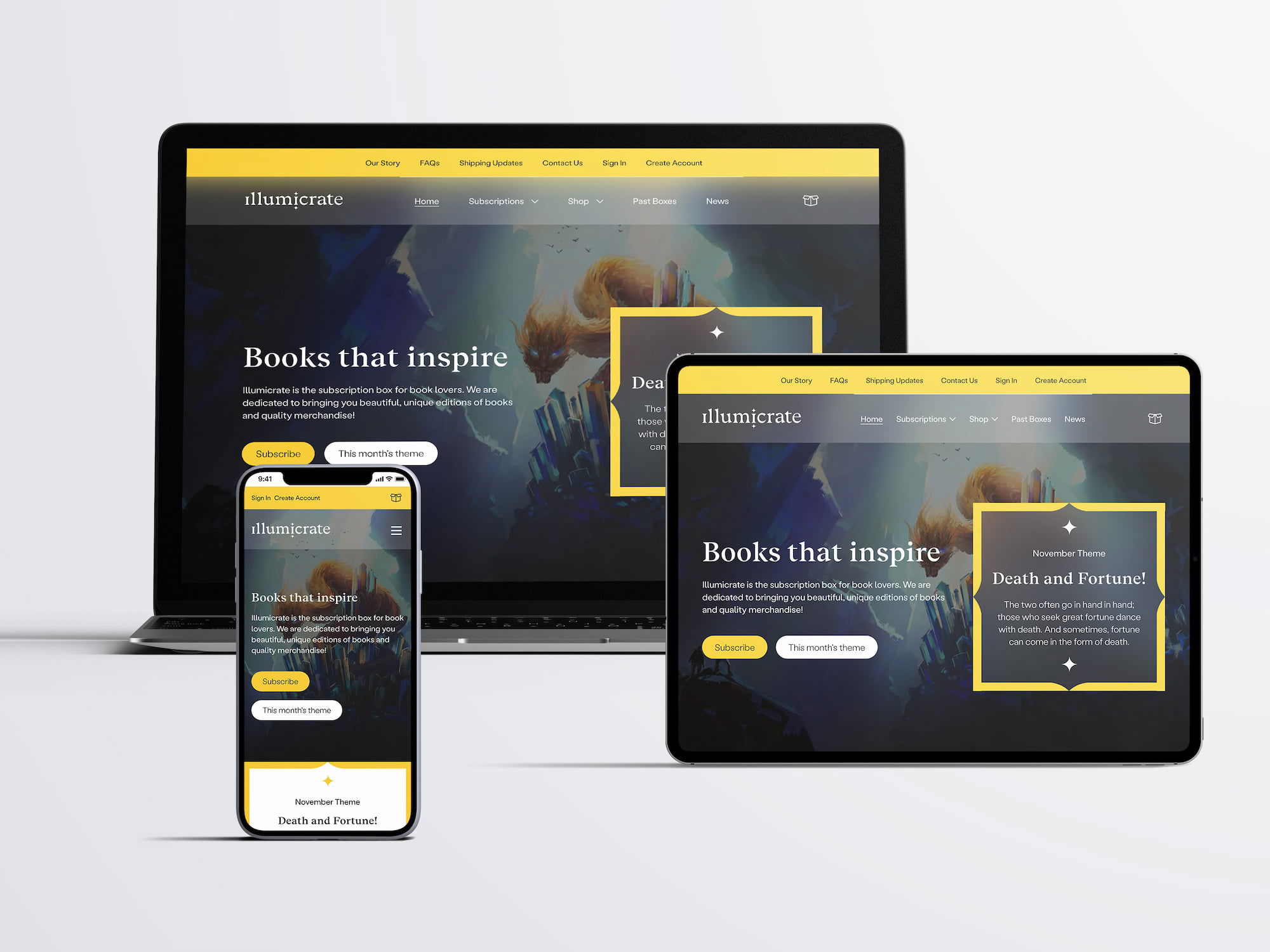 Illumicrate website on different devices