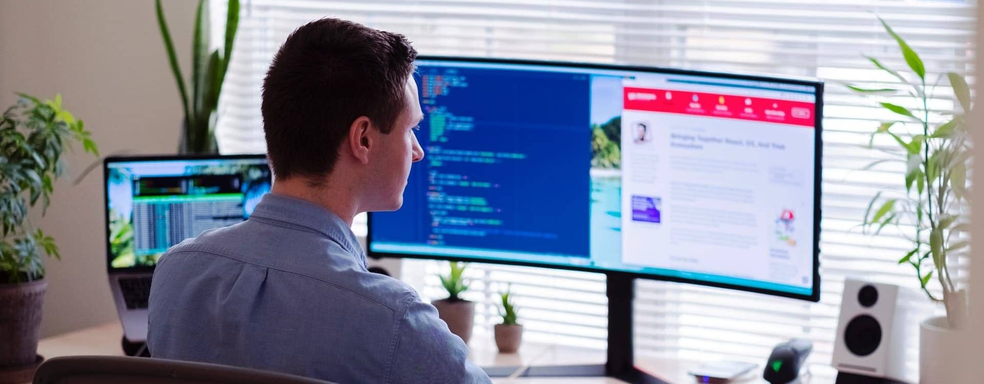 Man working remotely from home