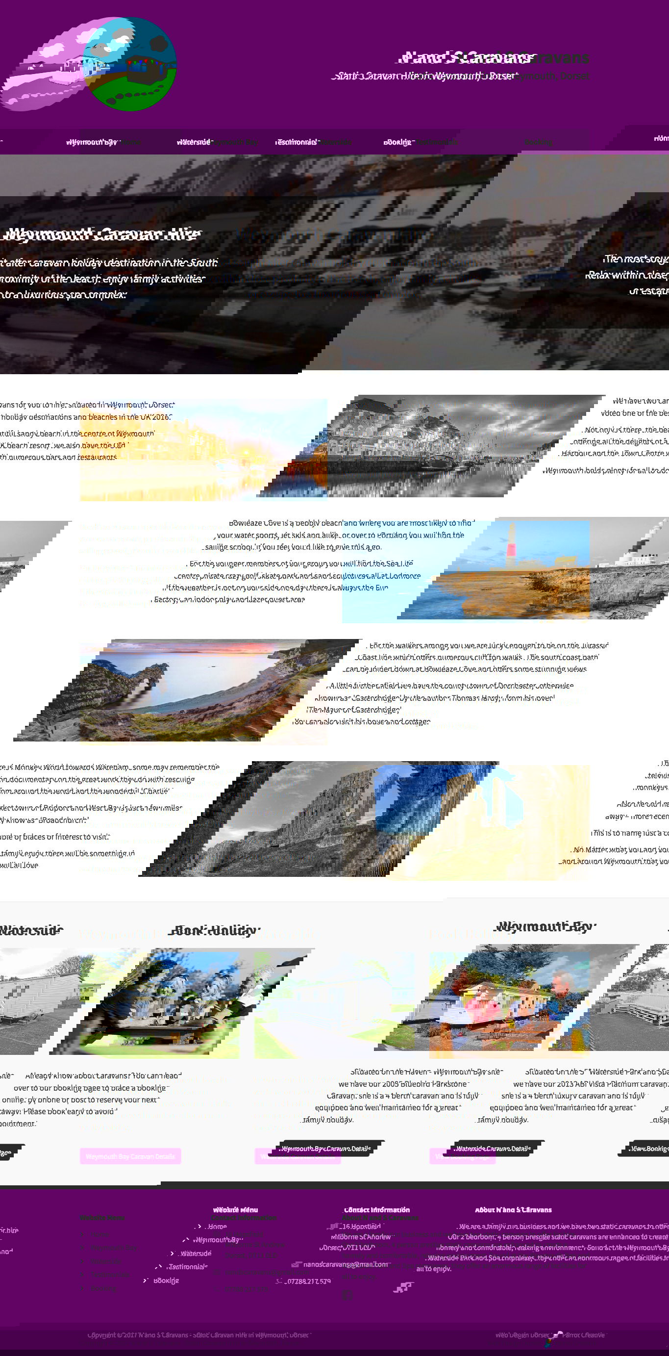 Homepage design for static caravan holiday website