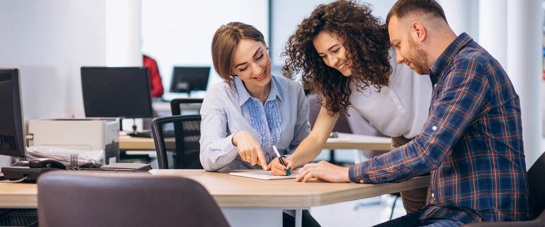 Team meeting at table