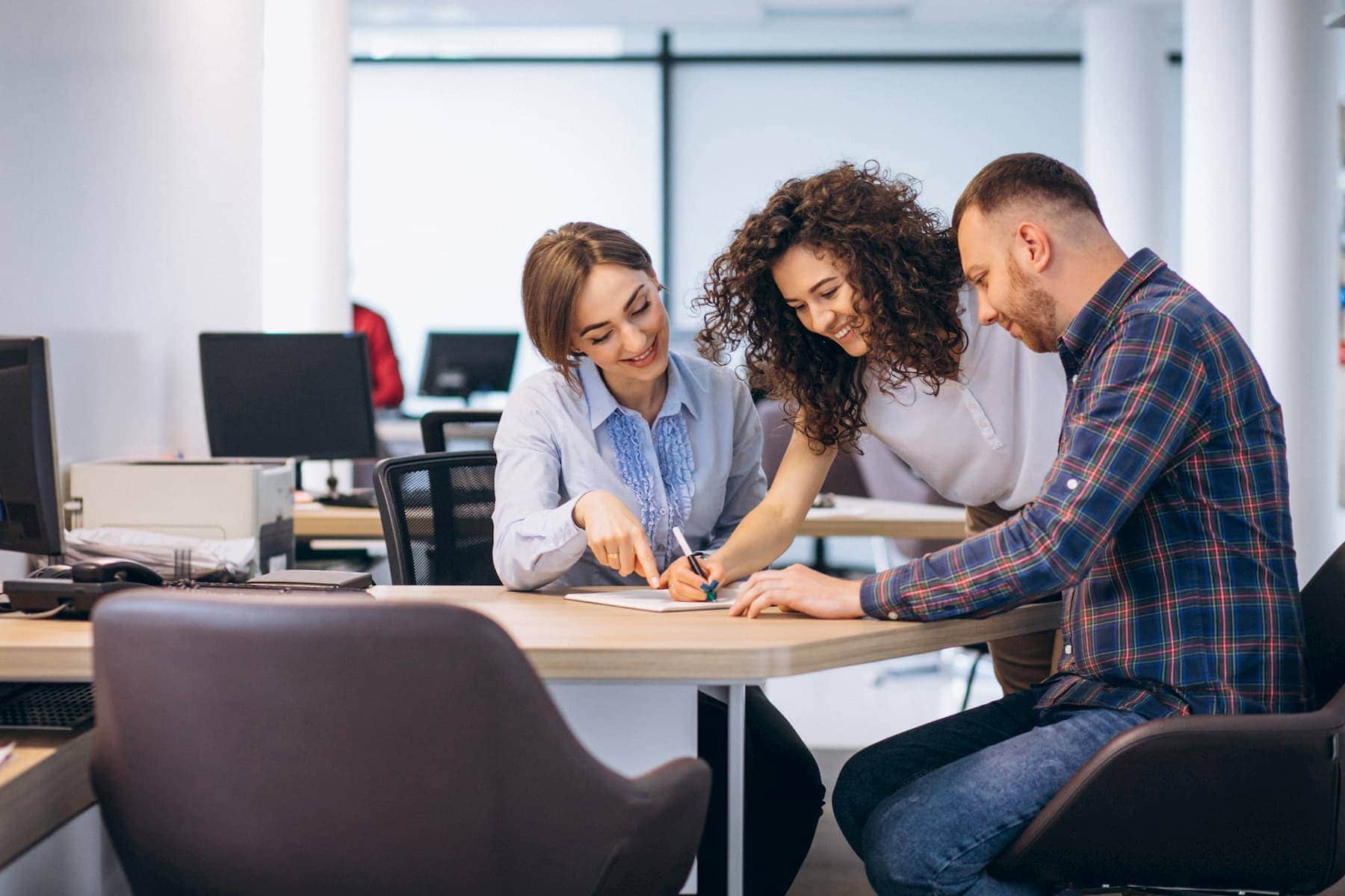Team meeting at table