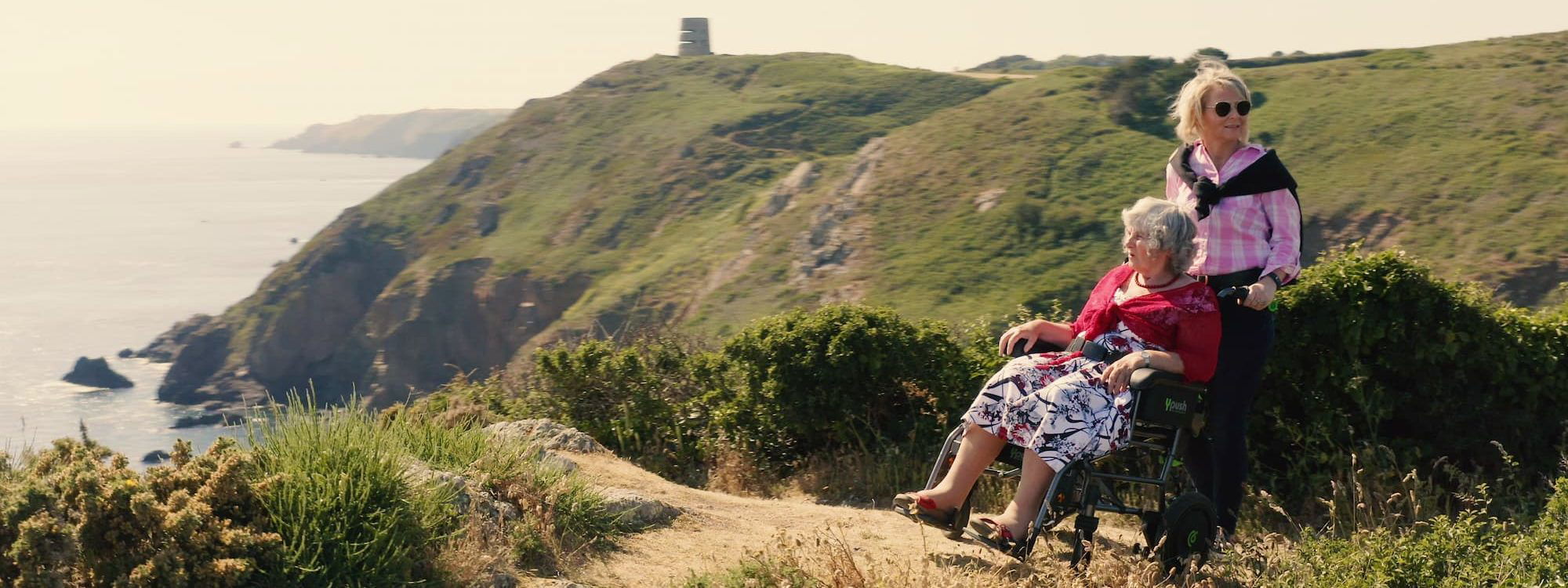 Electric wheelchair climbing hills