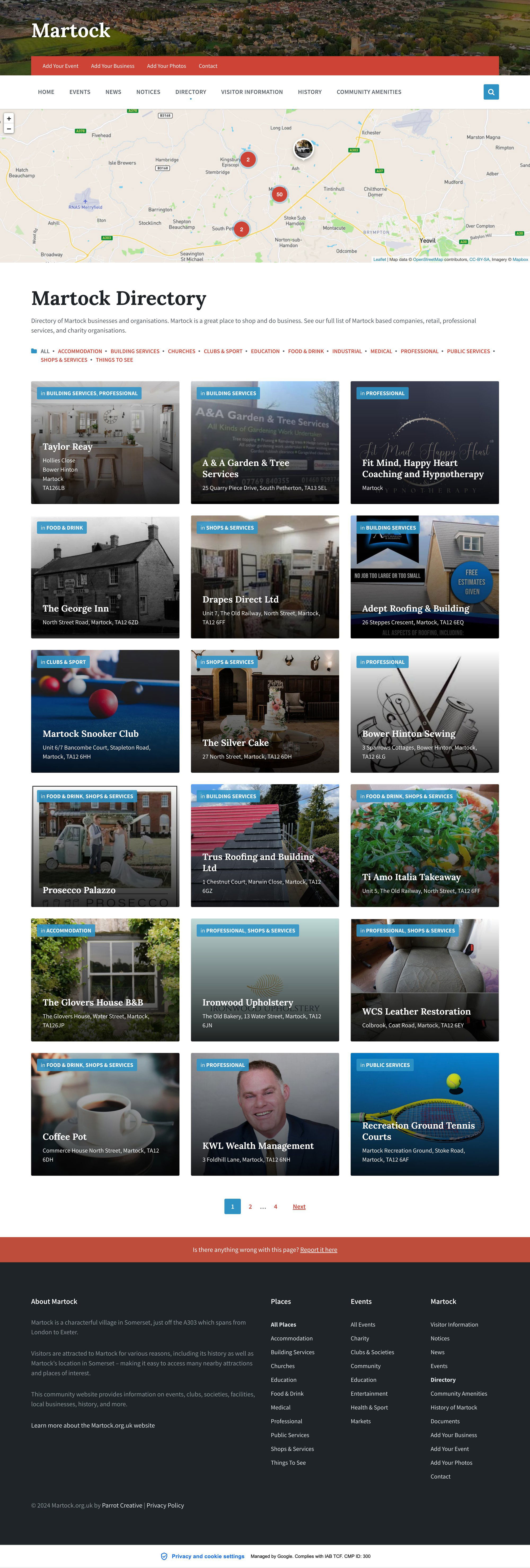 Community village website design business directory