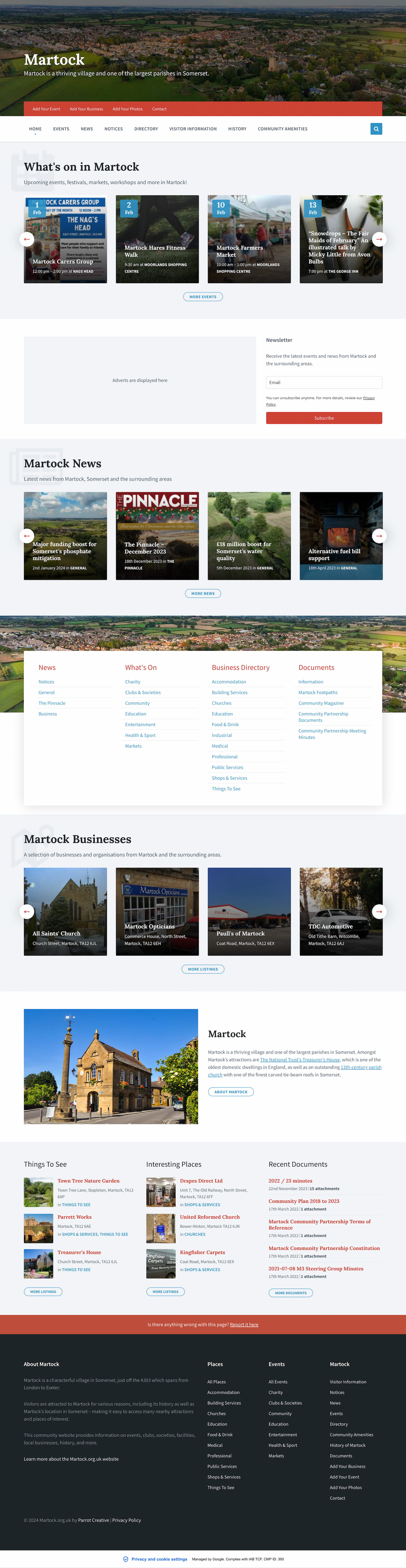 Community village website design homepage