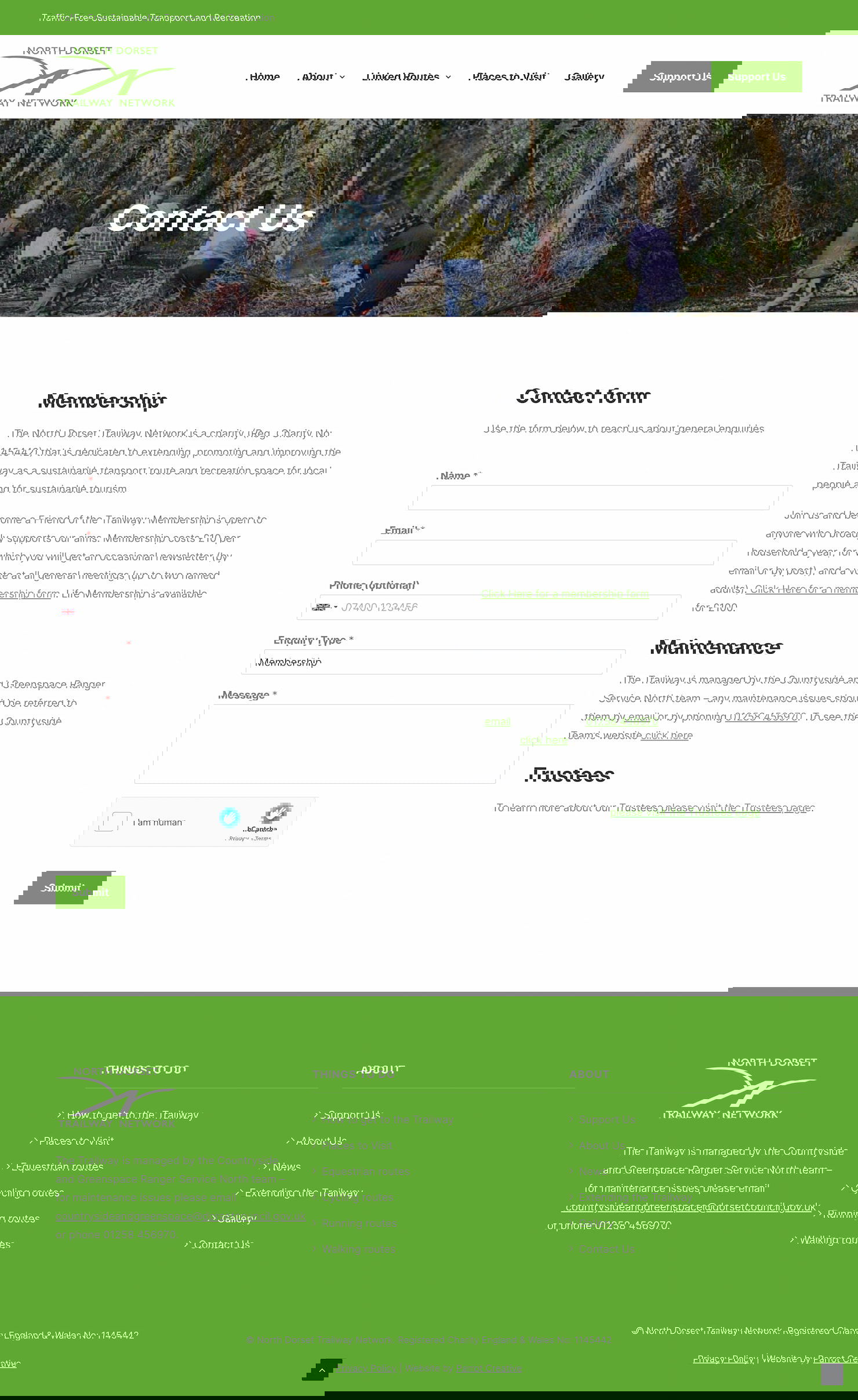 Contact page design of an environmental charity website