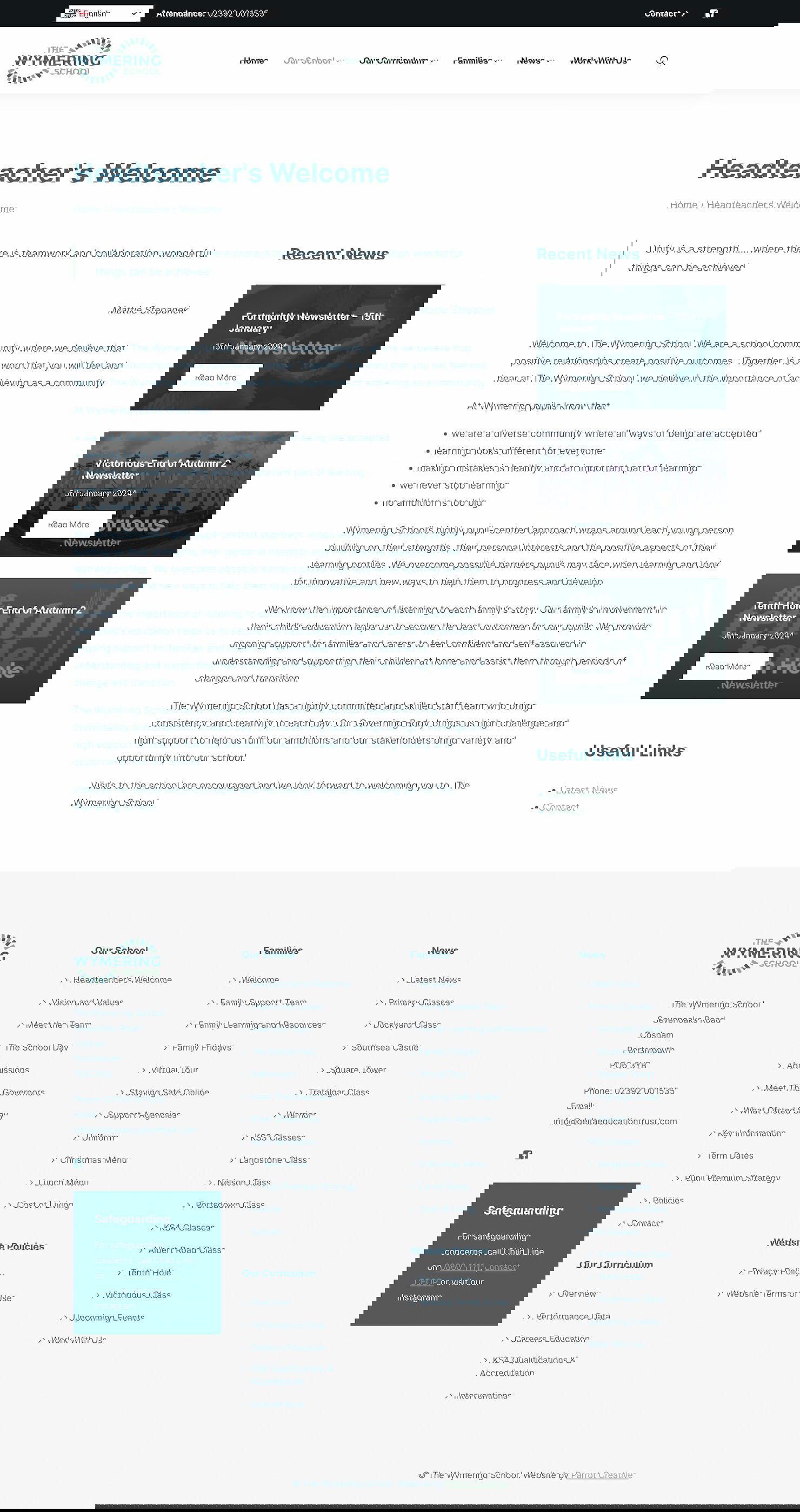 Special school website content page design