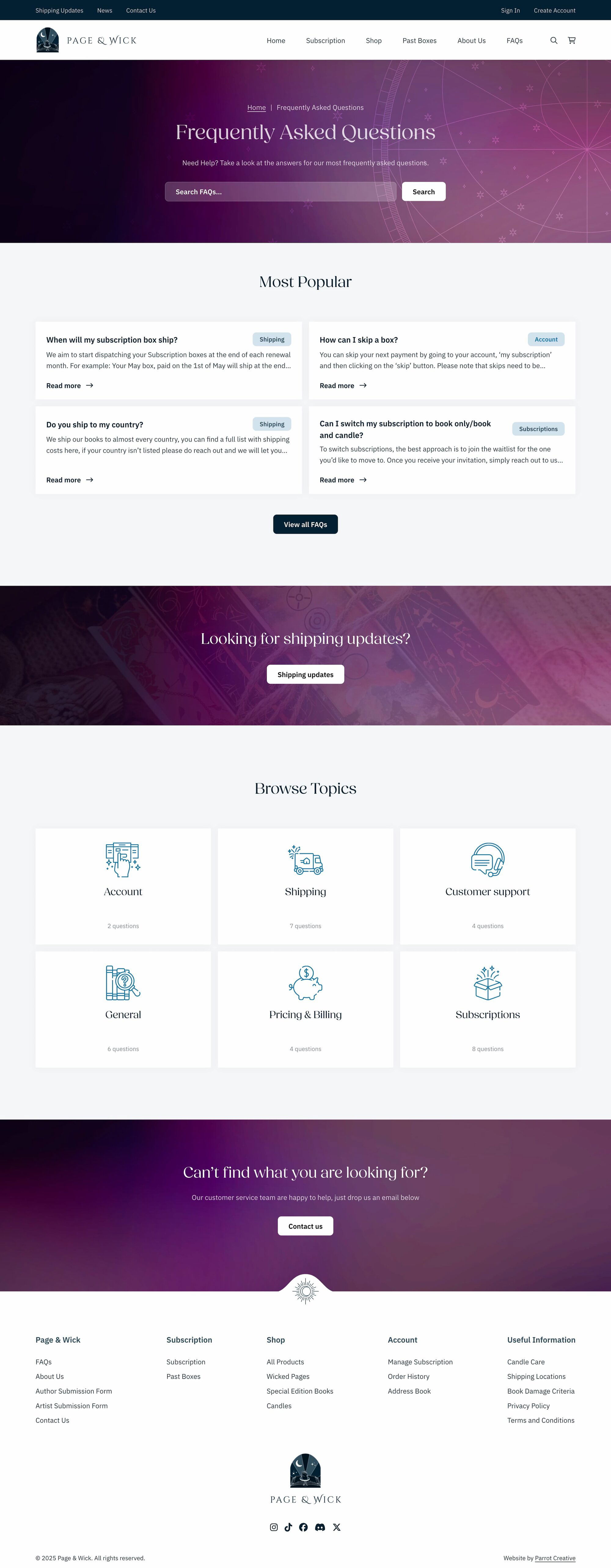 Ecommerce FAQ page design