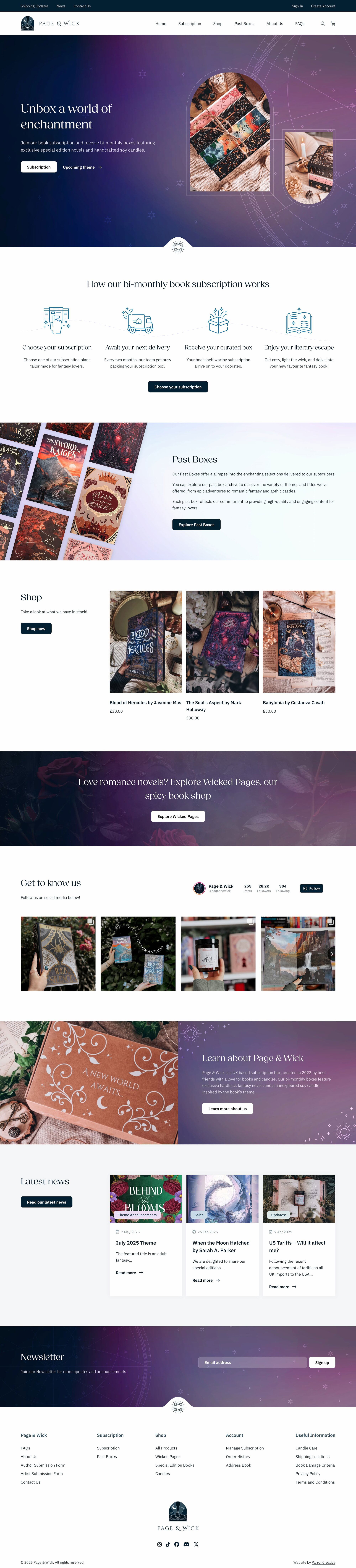 Book subscription company website design